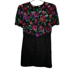 Vintage SCALA Colorful Sequin Cocktail Dress XL